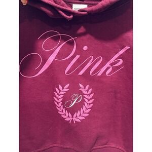 Victoria's Secret PINK Script Logo Cropped Hoodie Sweatshirt Pink Sz S